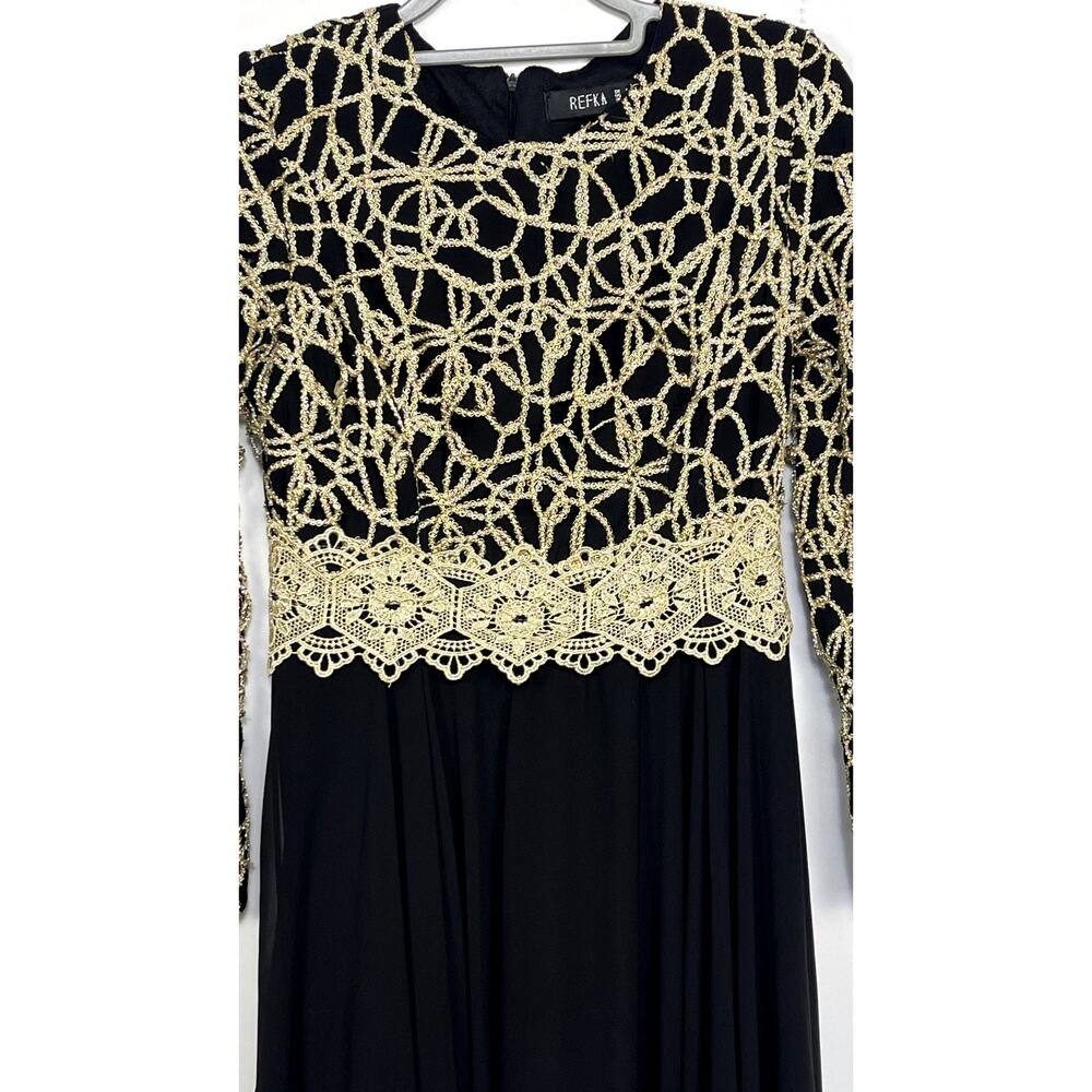 Women's Refka Gold and Black Long Sleeve Maxi Dress size 9 - Picture 5 of 6